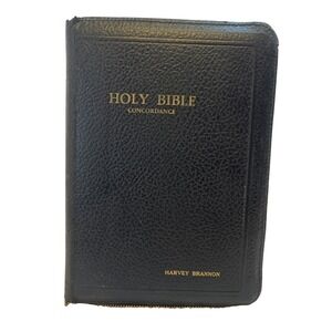 Vintage Holy Bible KJV Red Letter Concordance zipper cover black